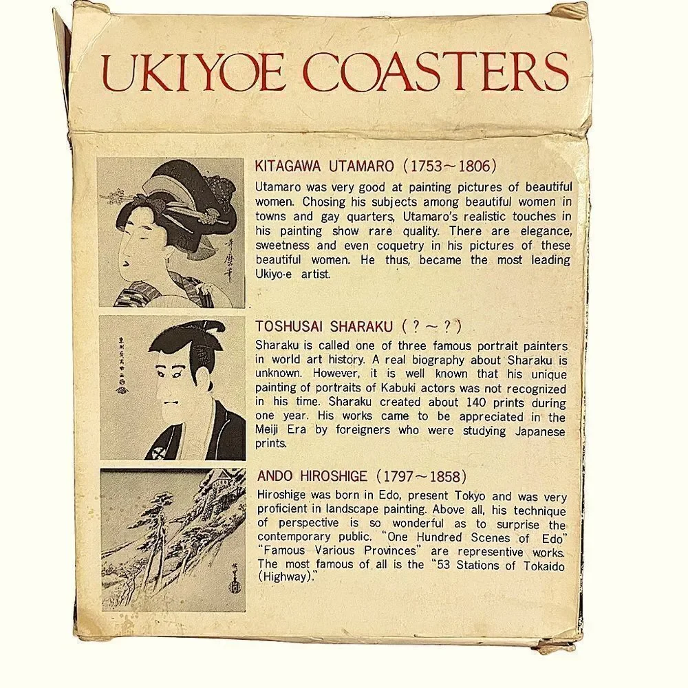Ukiyoe Japanese Art cardboard coasters Vintage